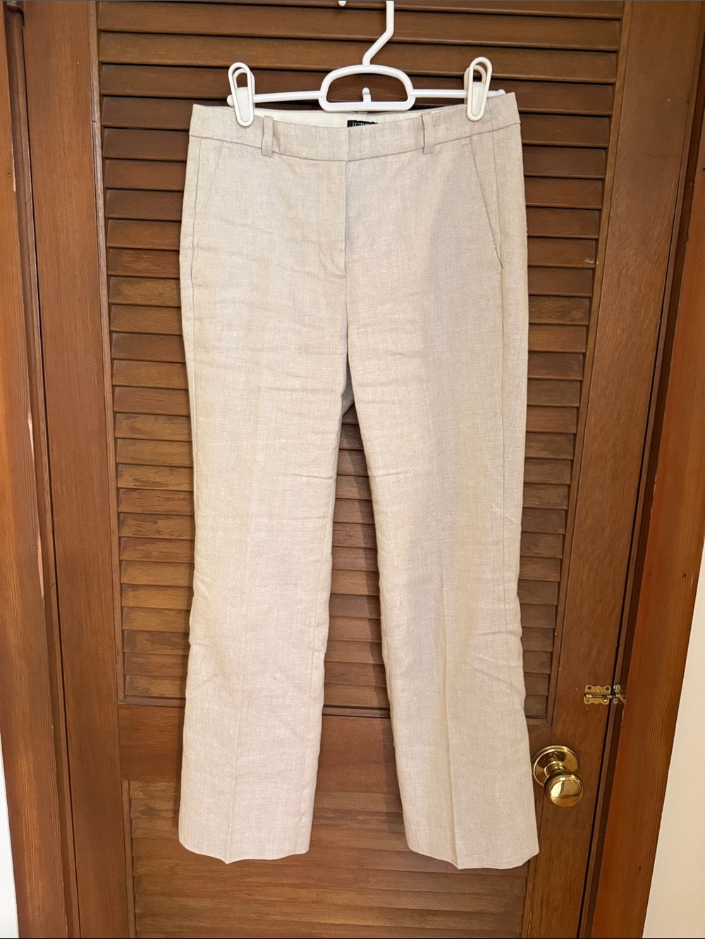 J. Crew Beige Ankle Cropped Linen-Blend Pants